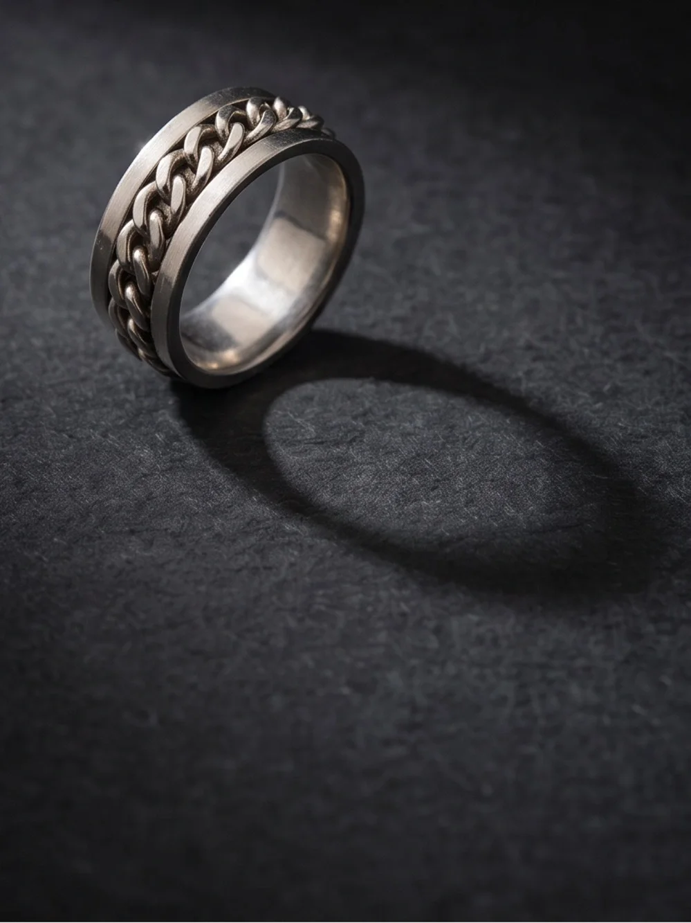 Men’s Silver Spinning Chain Ring – Size 9